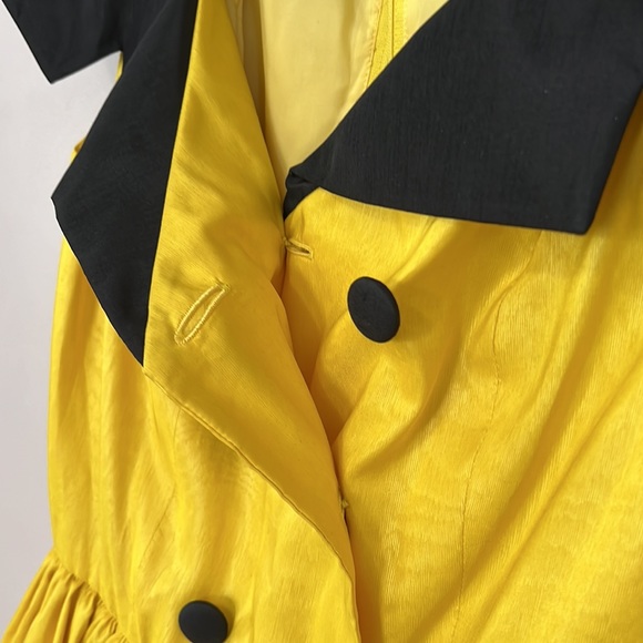 Vintage Sailor Dress Rockabilly A Line Yellow & Black Tulle Underskirt Lined - Picture 11 of 14